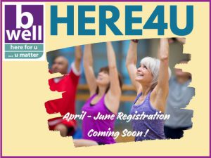 HERE4U programme advertisement showing men and women taking part in exercise