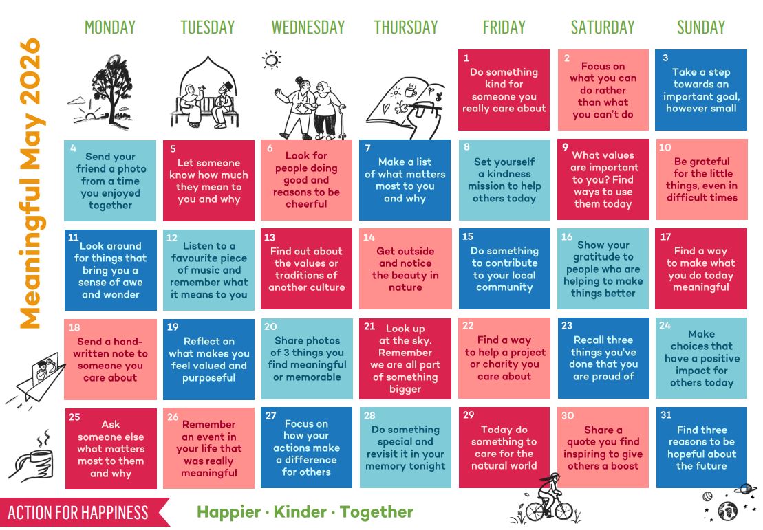 Action for Happiness Calendar: Meaningful May