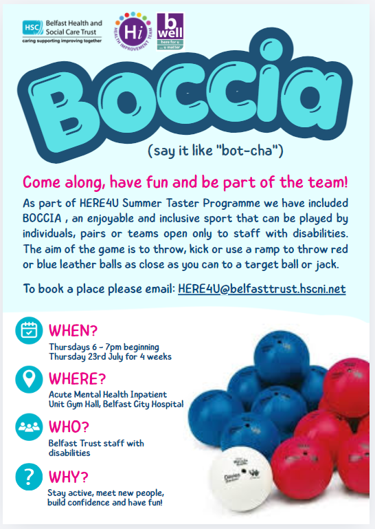 Here4U Boccia Programme for staff with disabilities.