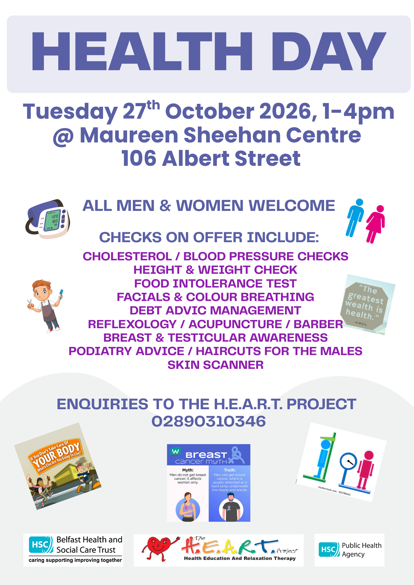 Health Day – Tuesday 27th October 2026, 1-4pm
